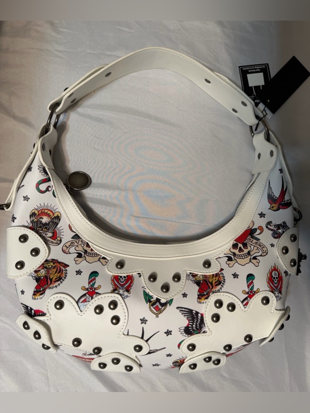 Ed Hardy Hobo White Shoulder Bag